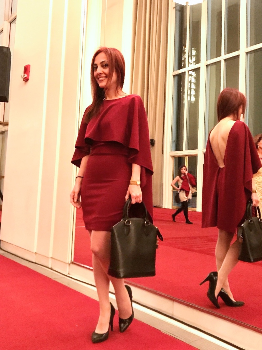 Lulus Burgundy Satin Open Back Dress | XS | Wedding Guest